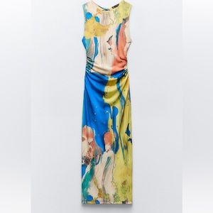 FITTED PRINTED MIDI DRESS